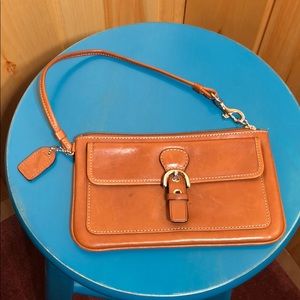 Coach brown leather wristlet
